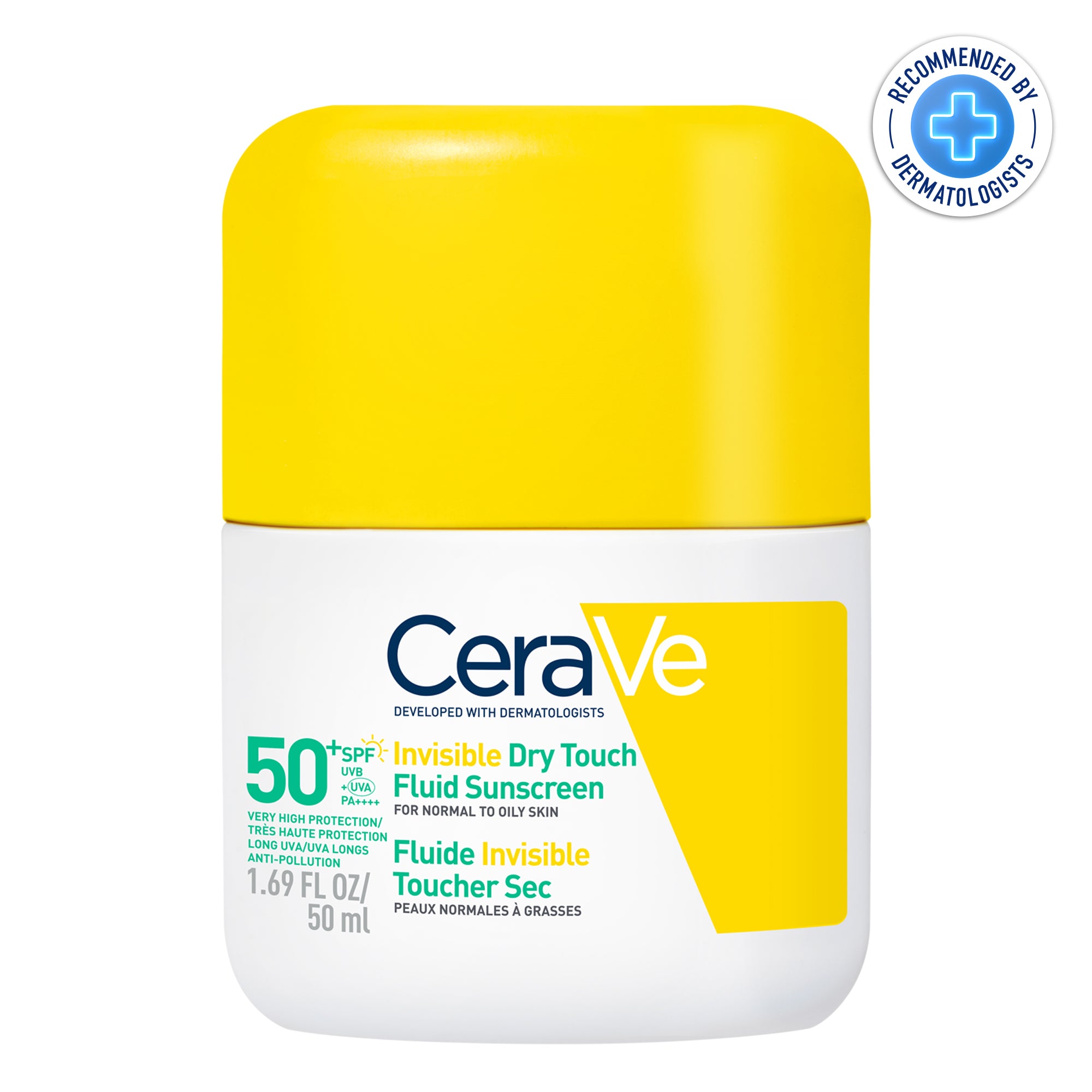 CeraVe_Dry-Touch-Fluid-Sunscreen_ATF_INT_Packshot-Front-nova-para-pharmacie-maroc-prix-livraison CeraVe Fluide Invisible Toucher Sec SPF50+ Peau Normale à grasses Tendance acnéique 50ml – Image 1