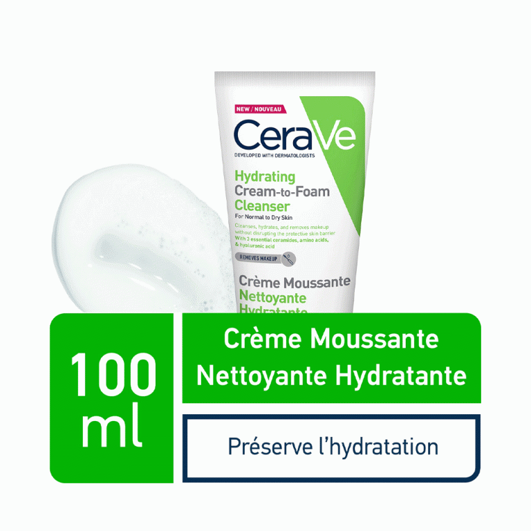 CERAVE Crème Moussante Nettoyante Hydratante Démaquillage Doux 3 Céramides Acide Hyaluronique Peaux Sèches