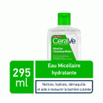CERAVE Eau Micellaire 295ml Démaquillage Douceur 3-en-1 3 Céramides Acide Hyaluronique Tous Types Peaux Sans Rinçage