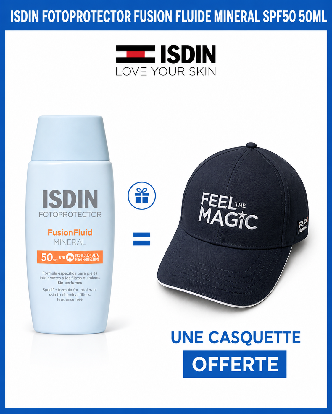 ChatGPT_Image_31_juil._2026_19_14_13 ISDIN Fotoprotector Fusion Fluid Mineral SPF50+ 50ml - Protection Solaire Minérale Peaux Sensibles + Casquettes – Image 1