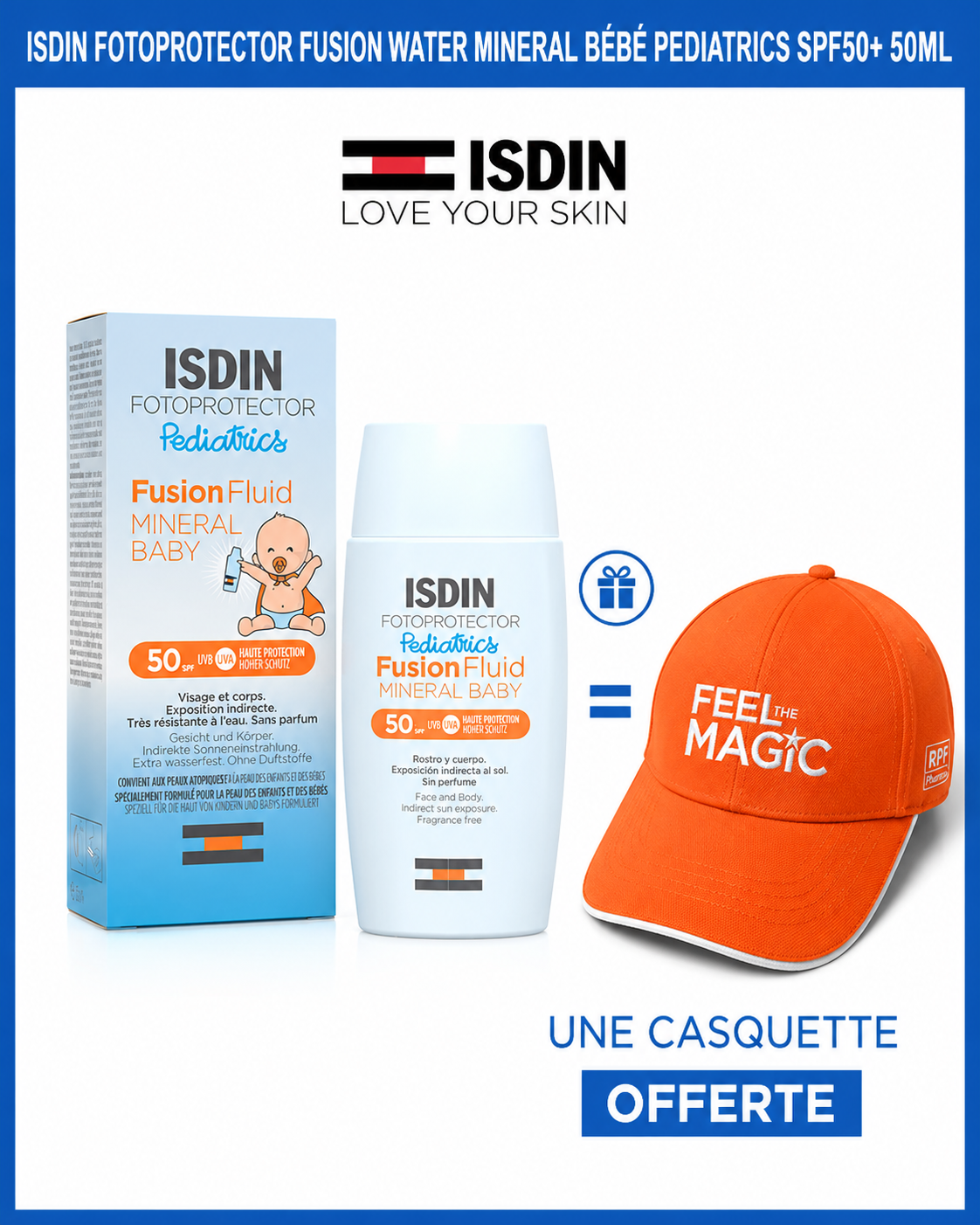 ChatGPT_Image_31_juil._2026_19_32_01-1 ISDIN Fotoprotector Fusion Fluid Mineral Pediatrics SPF50+ 50ml - Protection Solaire Enfants Minérale + Casquettes – Image 1