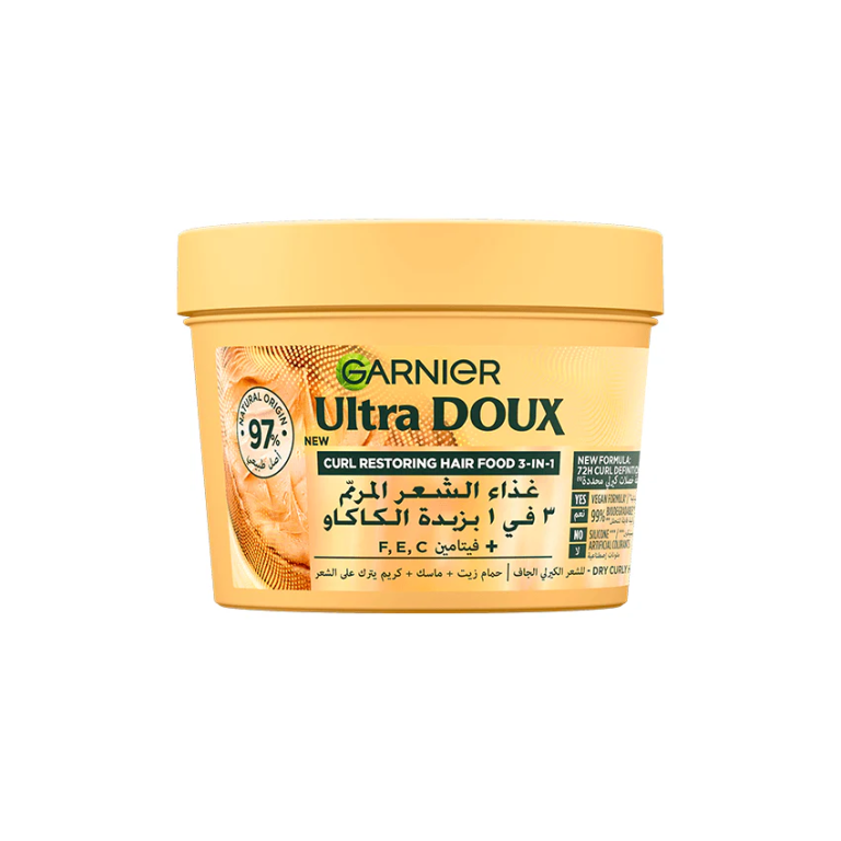 GARNIER Ultra Doux Hair Food Cacao 390ml Masque Cheveux Très Secs Abîmés Nutrition Intense 98% Ingrédients Naturels - photo 3