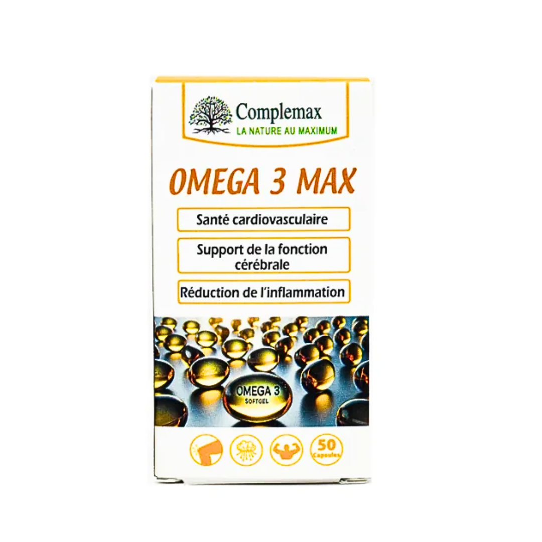 Complemax-omega3-max-50-gelules-nova-para-pharmacie-maroc-prix-livraison COMPLEMAX Omega3 Max 50 Gélules Complément Oméga-3 EPA DHA Santé Cardiovasculaire – Image 1