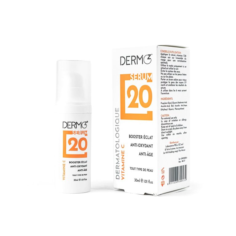 DERMOZ Sérum Vitamine C20 30ml Éclat Anti-Âge Antioxydant Unifie Teint