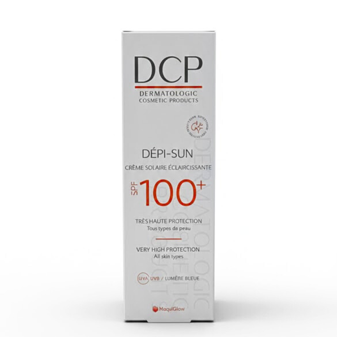 Dcp-Depi-Sun-Spf100-50ml-nova-para-pharmacie-maroc-prix-livraison DCP Depi Sun SPF100+ 50ml Crème Solaire Très Haute Protection Peaux Sensibles Dépigmentante – Image 1