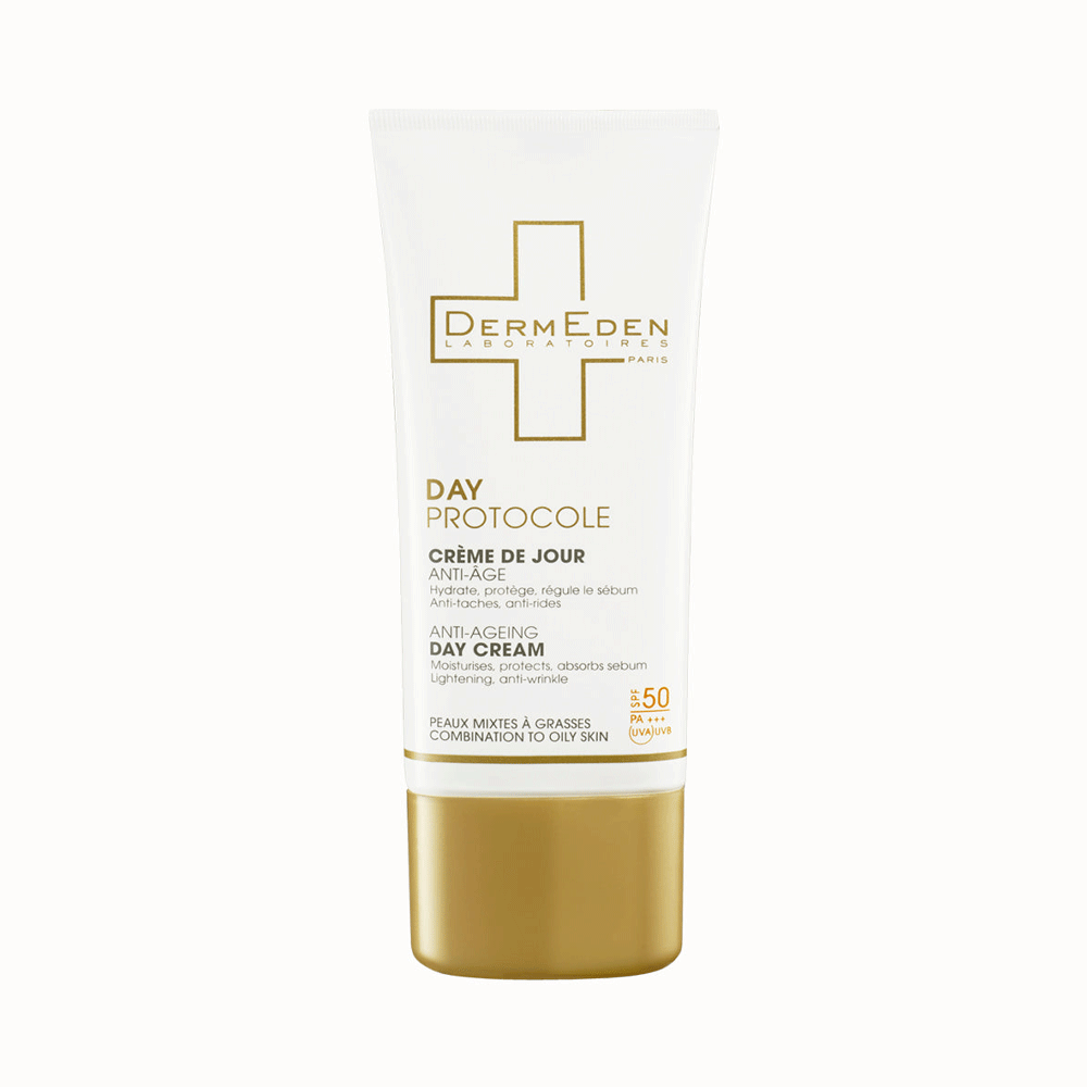 DermEden-Creme-De-Jour-SPF50-Peaux-Mixtes-Grasses-NOVA-PARAPHARMACIE-MAROC DermEden Crème De Jour SPF50 Peaux Mixtes Grasses 50ml – Image 1