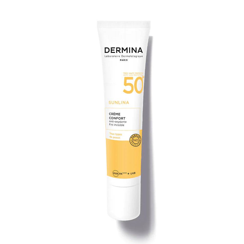 Dermina-Sunlina-Creme-Confort-SPF-50_-40ml-novaparapharmacie-maroc-1 Dermina Sunlina Crème Confort SPF 50+ 40ml – Image 1