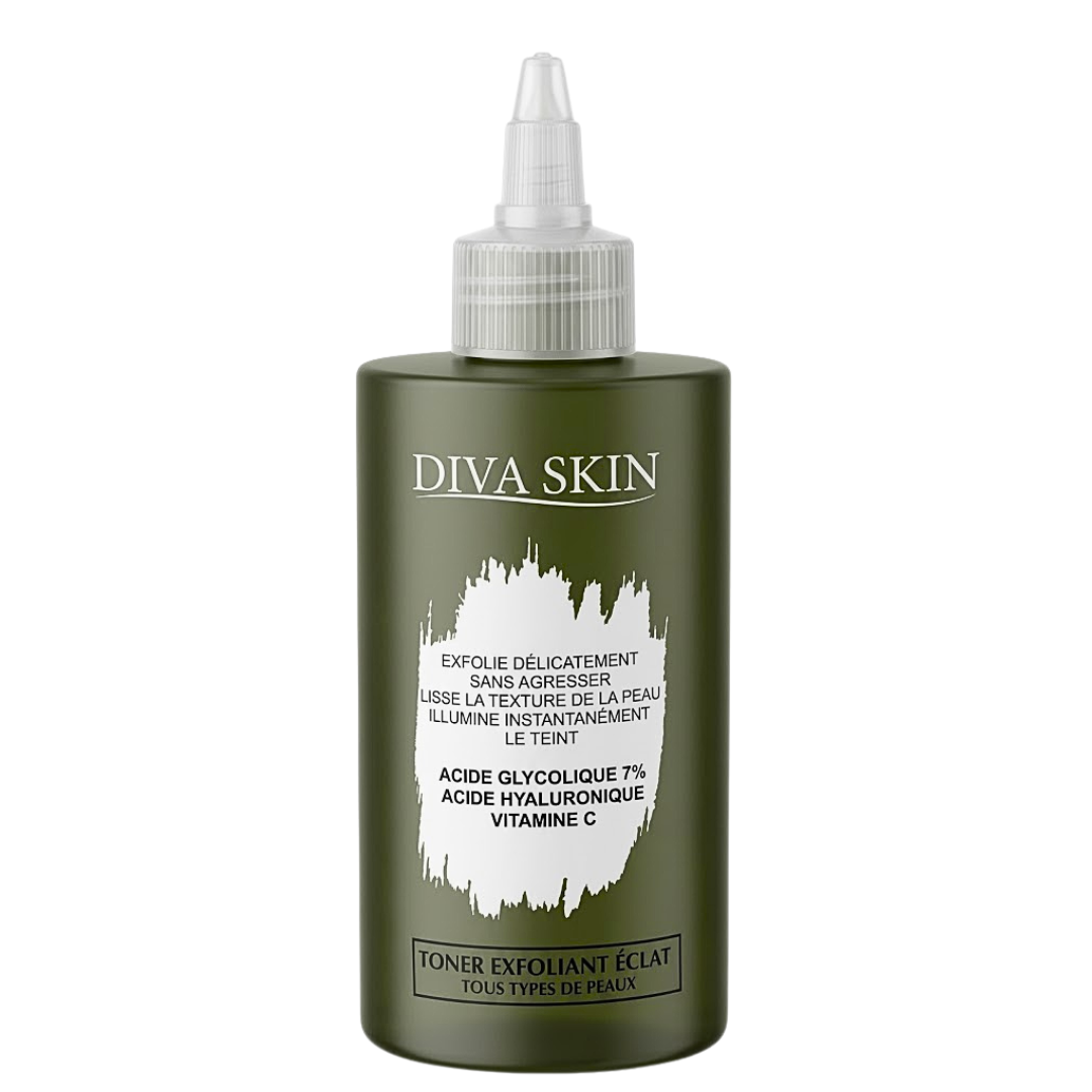 Diva-Skin-Toner-Exfoliant-Eclat-200ml-nova-para-pharmacie-maroc-prix-livraison DIVA SKIN Toner Exfoliant Éclat 200ml Pores Affinés Teint Unifié Luminosité – Image 1