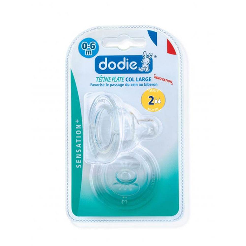 Dodie-2-Tetines-Plates-Sensation_-Col-Large-Debit-2-nova-parapharmacie-maroc Dodie 2 Tétines Plates Sensation+ Col Large Débit 2 0-6m – Image 1