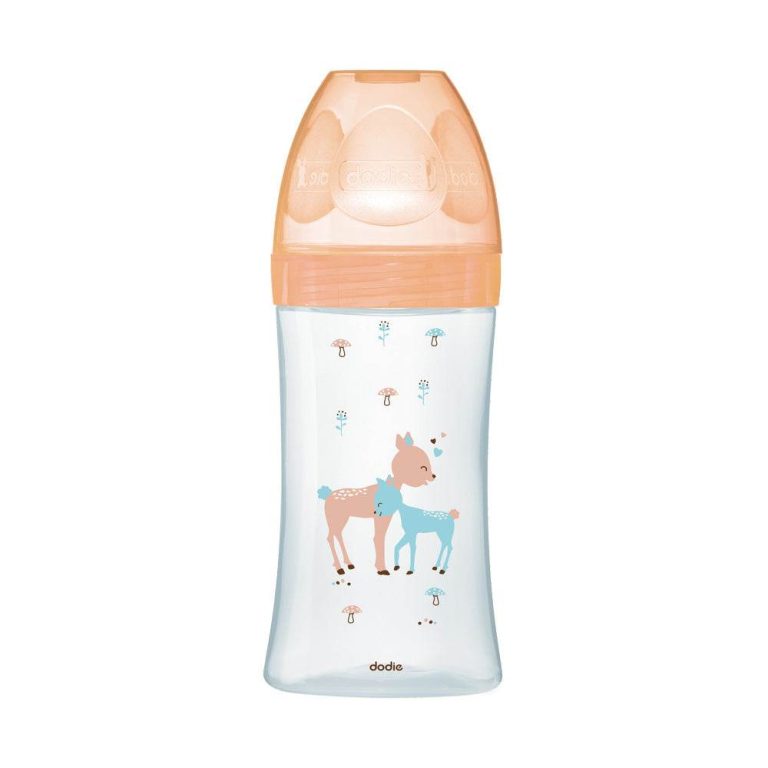 Dodie Biberons Verre Sensation+ Anti-Coliques Tétine Plate Débit Lent Biche 0-6m 270ml