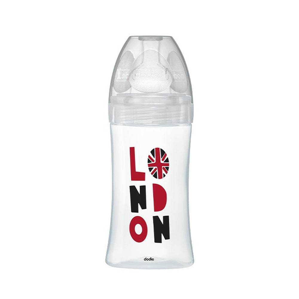 Dodie-Biberons-Verre-Sensation_-Anti-Coliques-Tetine-Plate-Debit-Lent-London-270ml-nova-parapharmacie-maroc Dodie Biberons Verre Sensation+ Anti-Coliques Tétine Plate Débit Lent London +0m 270ml – Image 1