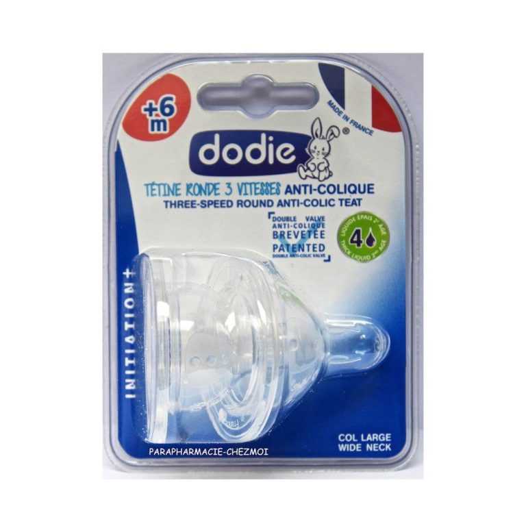Dodie Initiation+ 2 Tétines Rondes à 3 Vitesses Débit Spécial Liquide Epais +6m