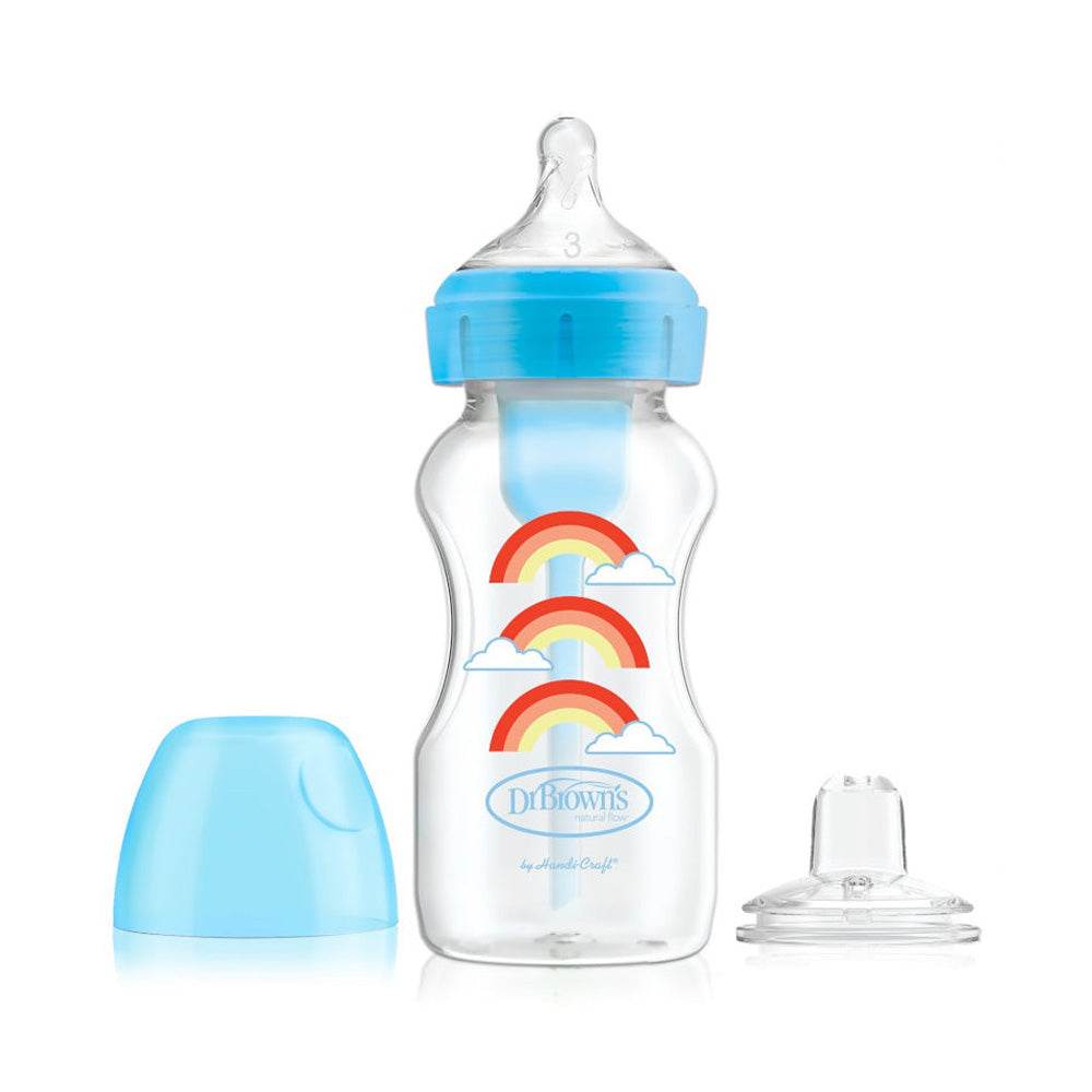 Dr-brown_s-Biberon-Col-Large-Bleu-Rainbows-270ml-WB91605-prix-maroc-parapharmacie-casablanca Dr brown's Biberon Cole Large Bleu Rainbows 270ml WB91605 – Image 1