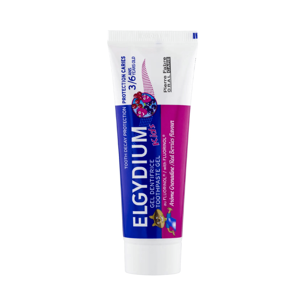 ELGYDIUM-Kids-Grenadine-3-6-ans-dentifrice-enfant-50ml-nova-parapharmacie-maroc ELGYDIUM Kids Grenadine 3/6 ans dentifrice enfant 50ml – Image 1