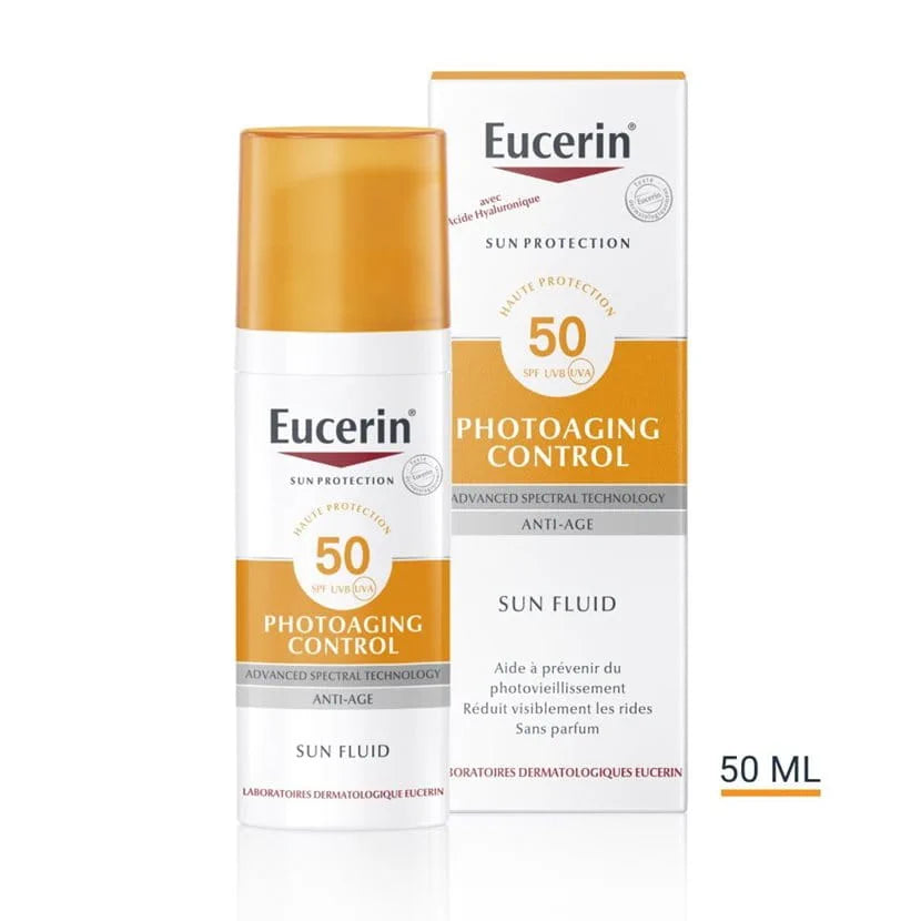 EUCERIN_Sun_Photoaging_Control_Fluid_SPF50_50ml-screen-nova-para-pharmacie-maroc-prix-livraison EUCERIN Sun PROTECTION Photoaging Control Fluid SPF50+ 50ml Anti-Âge Solaire Très Haute Protection UVA/UVB Texture Fluide – Image 1
