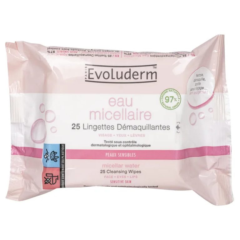 EVOLUDERM Lingettes Démaquillant Micellaire 25 Pièces Démaquillantes Visage Yeux Pratiques Tous Types Peaux