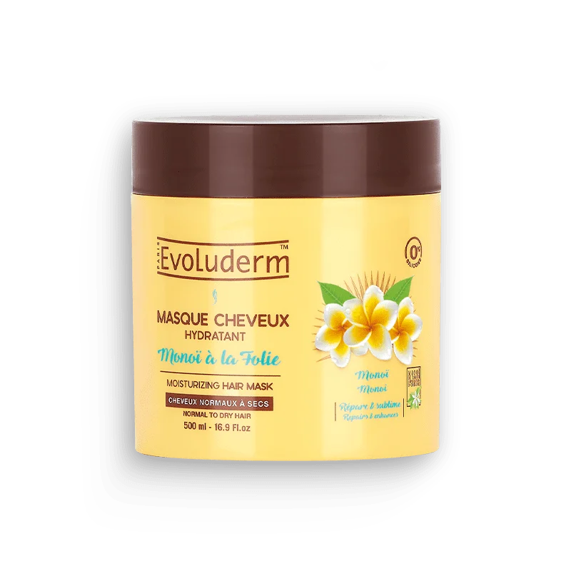 EVOLUDERM_Masque_Cheveux_Mono_A_La_Folie_500ml-nova-para-pharmacie-maroc-prix-livraison EVOLUDERM Masque Cheveux Monoï A La Folie 500ml Soin Nourrissant Réparateur Parfum Exotique – Image 1