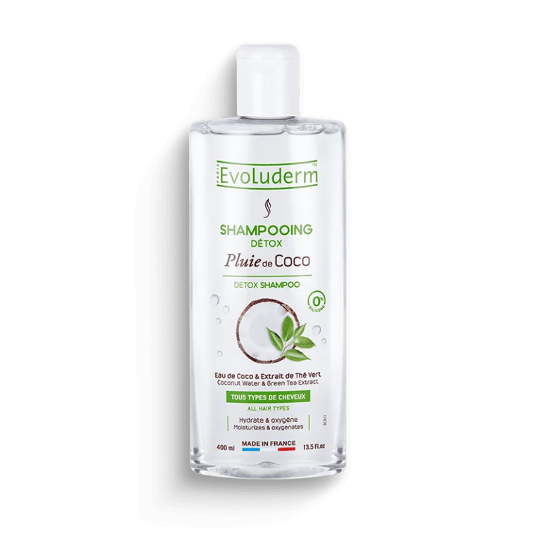 EVOLUDERM Shampoing Pluie De Coco 400ml Nettoyant Nourrissant Parfum Coco Tous Types Cheveux