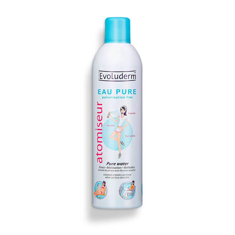 Eau-Pure-Tous-Types-De-Peaux-400-ml-nova-para-pharmacie-maroc-prix-livraison EVOLUDERM Atomiseur Eau Pure 400ml Brume Visage Rafraîchissante Hydratante Apaisante Tous Types Peaux – Image 1