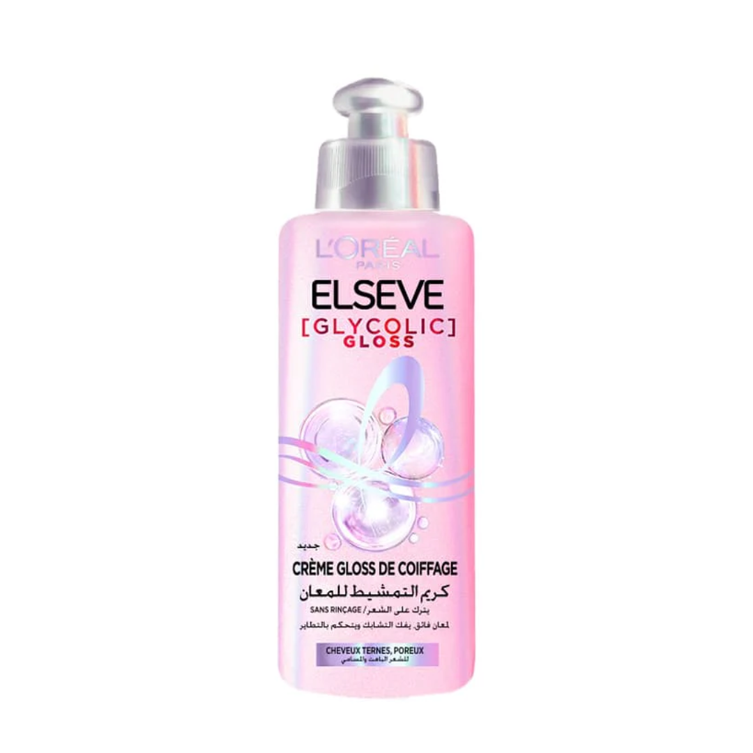 Elseve-Glycolic-Gloss-Creme-de-Coiffage-200ml-nova-para-pharmacie-maroc-prix-livraison ELSEVE Glycolic Gloss Crème de Coiffage 200ml Acide Glycolique Lissage Brillance Effet Laminé Anti-Frisottis – Image 1
