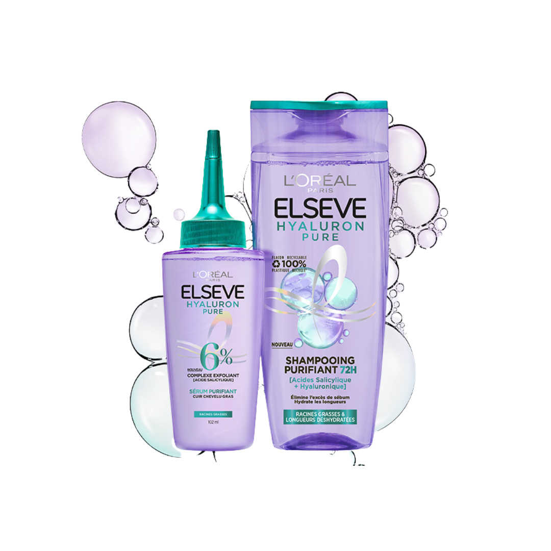 Elseve-Hyaluron-Pure-Duo-Pack-Serum-100mlShamp-200ml-nova-para-pharmacie-maroc-prix-livraison ELSEVE Hyaluron Pure Sérum 100ml + Shampooing 200ml Pack Acide Hyaluronique Hydratation Intense Cheveux Déshydratés – Image 1