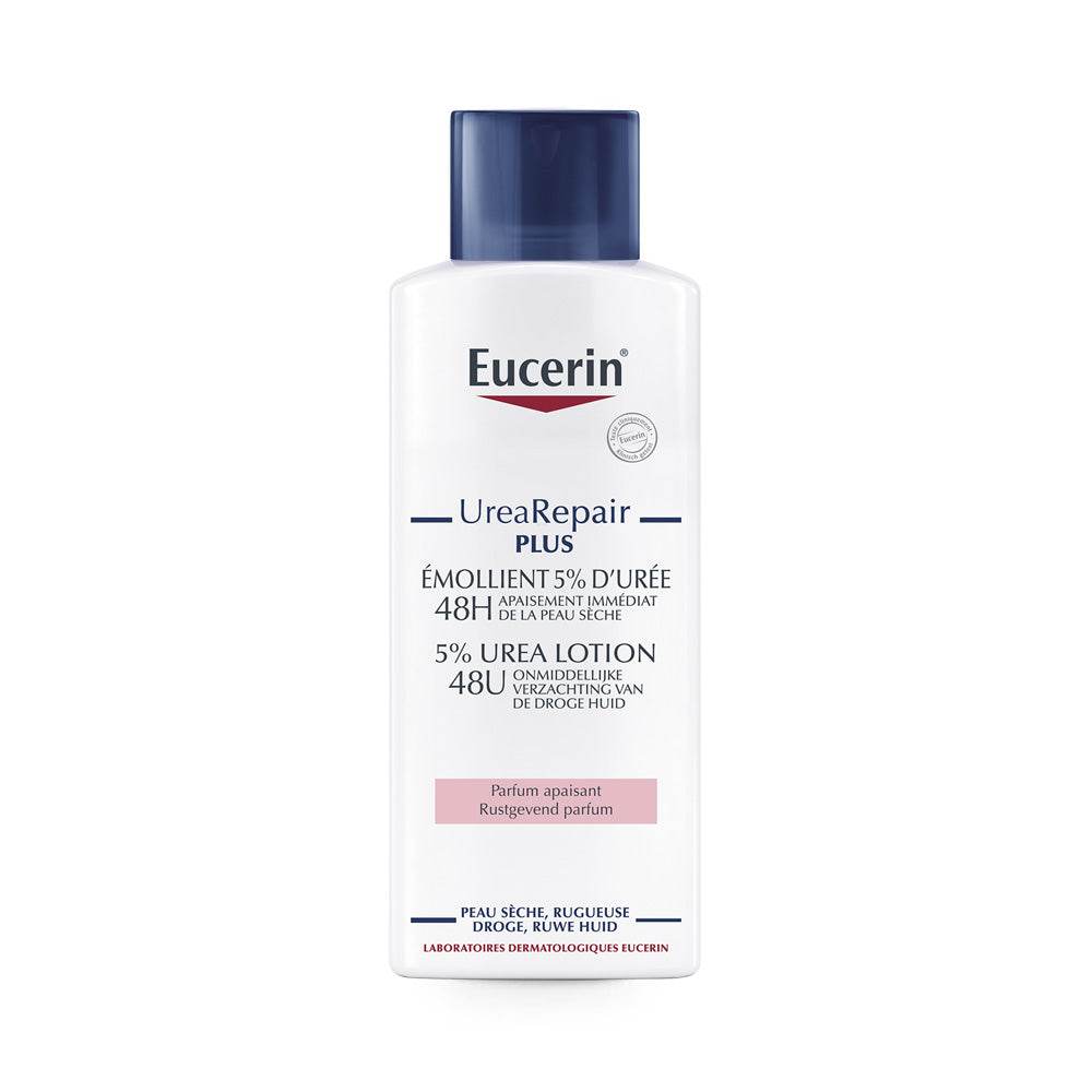 Eucerin-UreaRepair-PLUS-Emollient-5_-d_Uree-250ml-nova-parapharmacie-casablanca-1 EUCERIN UreaRepair PLUS Émollient 5% Urée 250ml Soin Corps Peaux Sèches Hydratation Intensive 48h Réparation Apaisement – Image 1