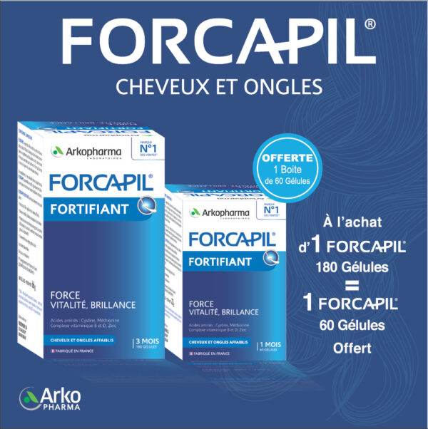 Forcapil-pack-comprime-cheveux-ongles-novapara-parapharmacie-prix FORCAPIL Duo Pack 180 + 60 Gélules Biotine Zinc Vitamines B Cheveux Ongles Cure 8 Mois Format Économique – Image 1