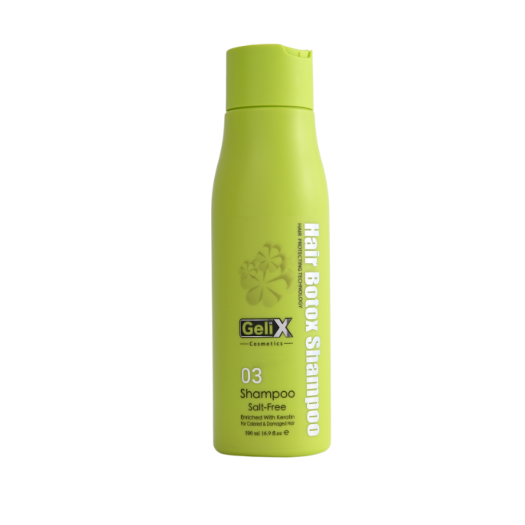 Gelix-Hair-Botox-Shampoo03-500ml-nova-para-pharmacie-maroc-prix-livraison GELIX Hair Botox Shampoo 03 500ml Shampooing Réparateur Kératine Cheveux Abîmés Effet Botox – Image 1