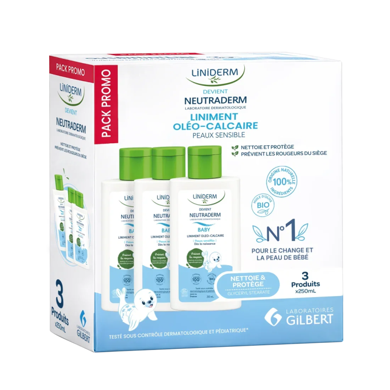 Gilbert Neutraderm Liniderm Pack 3x Liniment 250ml Change Bébé Douceur Peau Sensible Nouveau-Né - photo 3