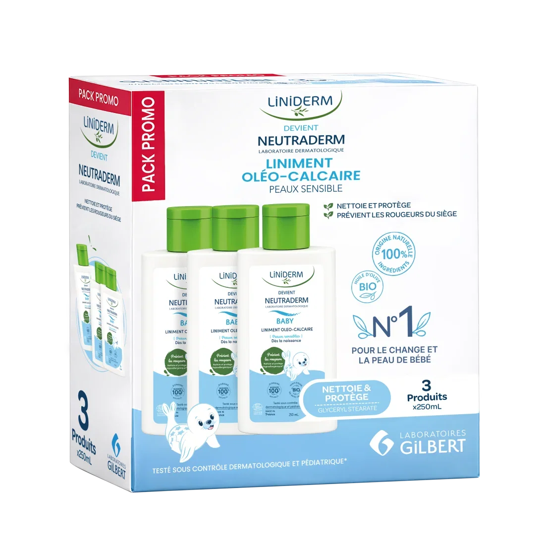 Gilbert-Neutraderm-Liniderm-pack-de-3-liniments-250ml-pour-le-change-de-bebe-1-bebemaman-nova-para-pharmacie-maroc-prix-livraison-1 Gilbert Neutraderm Liniderm Pack 3x Liniment 250ml Change Bébé Douceur Peau Sensible Nouveau-Né – Image 1