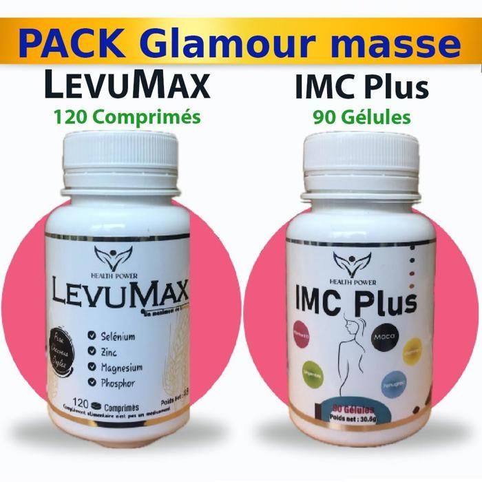 Health-power-IMC-Plus-Levumax120-comprimes-nova-para-pharmacie-maroc-prix-livraison HEALTH POWER Pack Glamour Masse IMC Plus 90 Gélules + LevuMax 120 Comprimés Prise Masse Beauté – Image 1