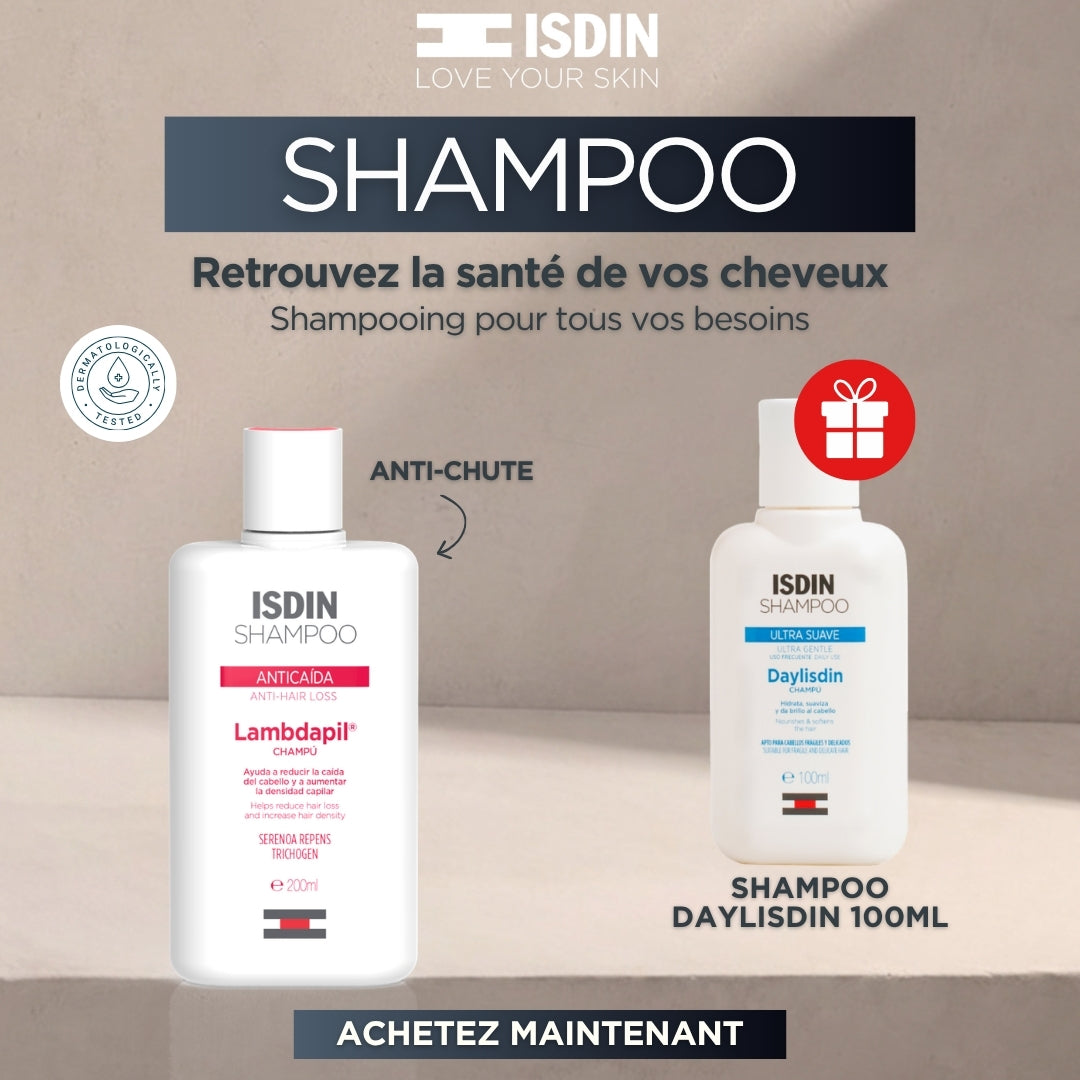 ISDIN_Shampooing_Lambdapil_Anti-Hair_Loss_200ml-nova-para-pharmacie-maroc-prix-livraison-1 ISDIN Shampooing Lambdapil Anti-Hair Loss 200ml Anti-Chute Densité Capillaire Fortifiant Croissance + Shampooing Daylisdin 100ml – Image 1