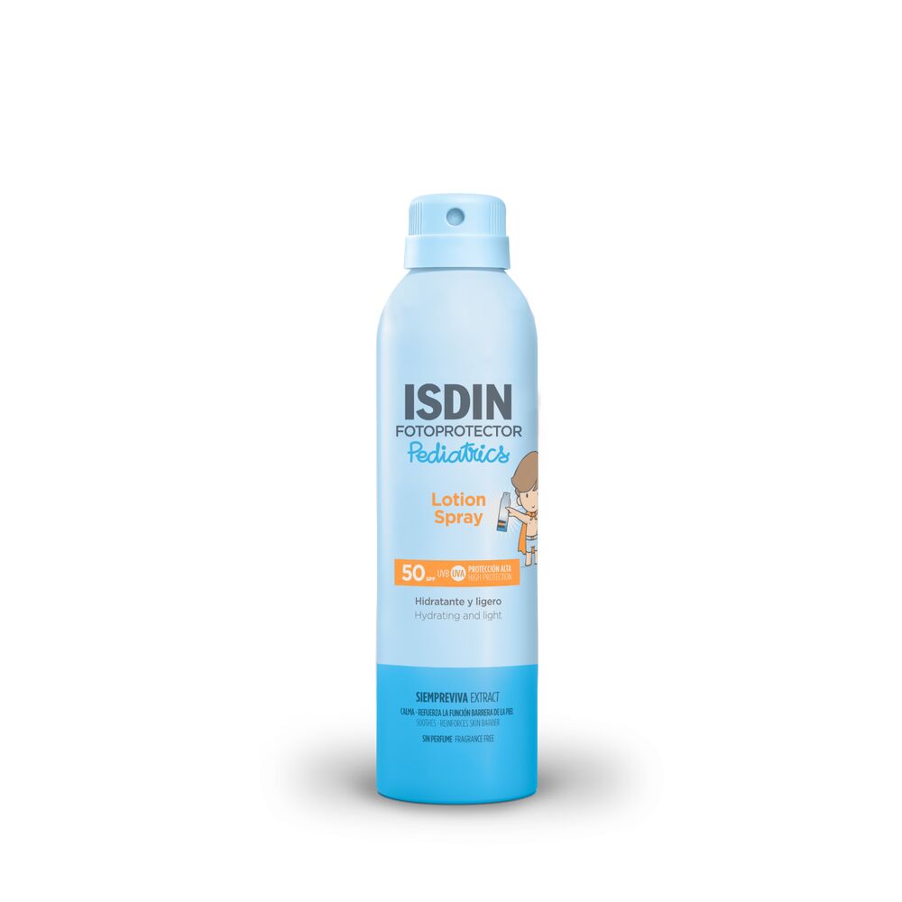 Magento-FR_3232_TH_FPLOTIONSPRAYPEDIATRICSSPF50250ML_MAIN_IMAGE_0-nova-para-pharmacie-maroc-prix-livraison ISDIN Fotoprotector Lotion Spray Pediatrics SPF50 250ml Protection Enfants Spray Pratique Résistant Eau – Image 1