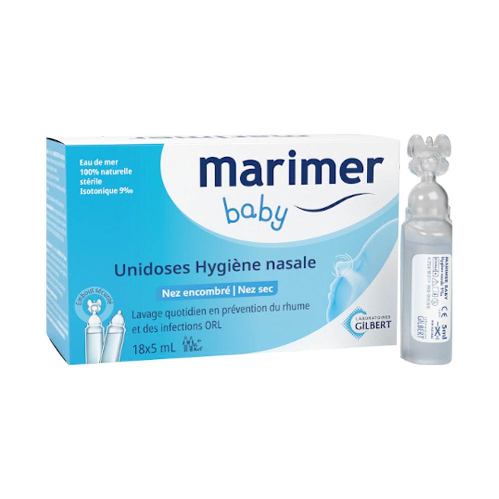 Marimer-Baby-Unidoses-Hygiene-Nasale-quotidienne-18x5ml-nova-parapharmacie-maroc Gilbert Marimer Baby Unidoses Hygiène Nasale quotidienne 10x5ml – Image 1