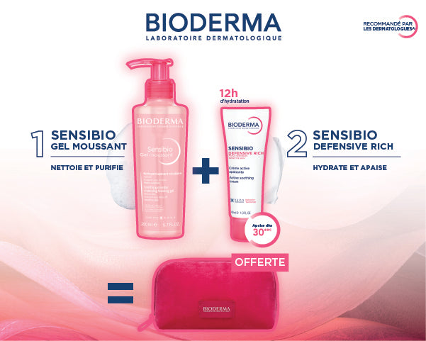 Novaparapharmacie2-bioderma-nova-para-pharmacie-maroc-prix-livraison BIODERMA Sensibio Gel Moussant 200ml + Sensibio Defensive Riche Crème 40ml + Trousse - photo 2