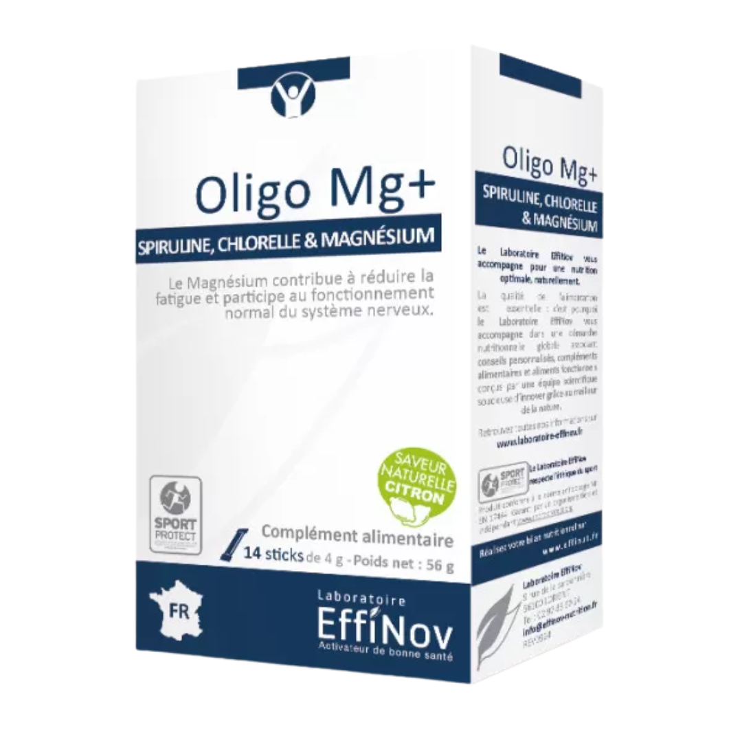 Oligo-Mg-14-Stick-nova-para-pharmacie-maroc-prix-livraison Effinov Oligo Mg+ 14 Sticks Magnésium Marin Énergie Anti-Fatigue Stress – Image 1