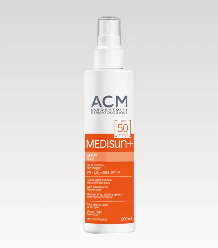 PACKSHOTGRIS-MEDISUN_SpraySPF50FR-nova-para-pharmacie-maroc-prix-livraison ACM Médisun Spray SPF50+ 200ml - Protection Solaire Très Haute Large Spectre – Image 1