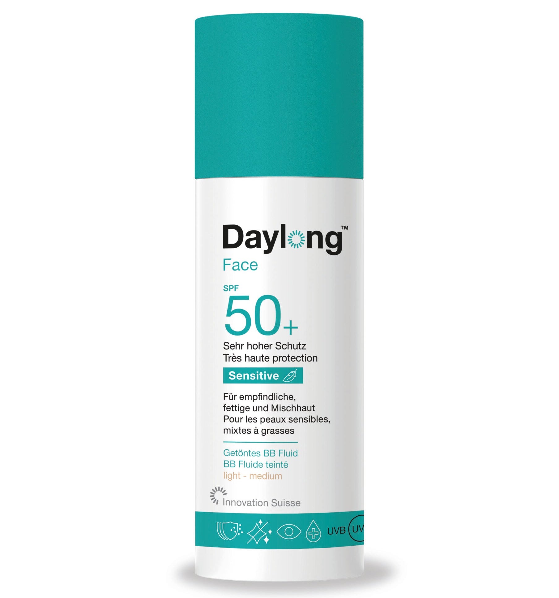 Prim1_Daylong_sensitive_face-BBFluid_50_50ml-nova-para-pharmacie-maroc-prix-livraison DAYLONG Face Sensitive BB SPF50+ 50ml Crème Teintée Solaire Visage Peaux Sensibles Très Haute Protection – Image 1