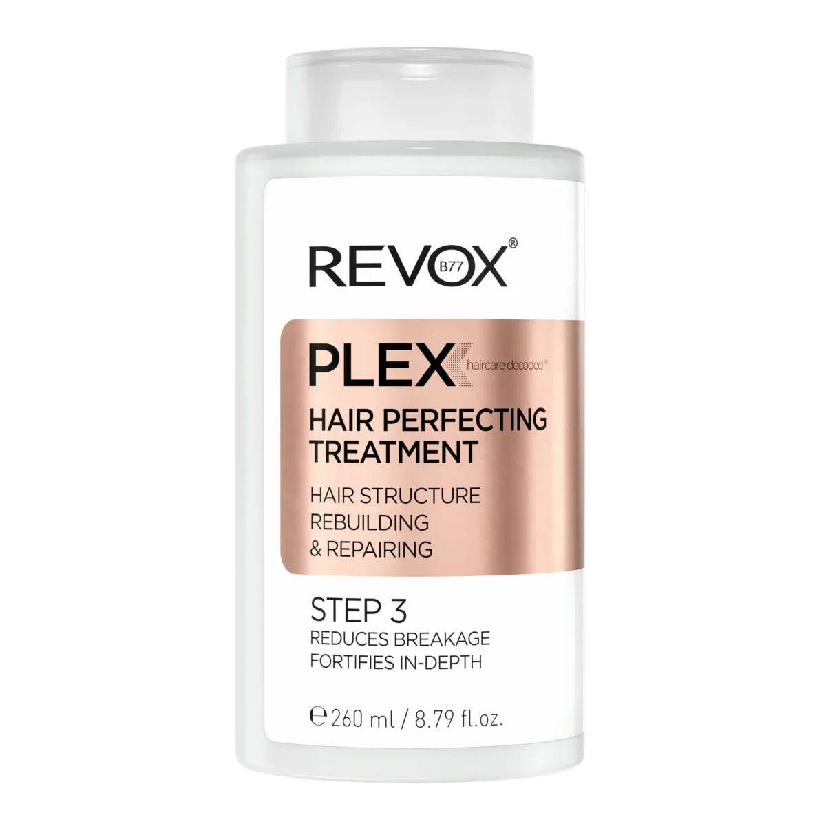 REVOX-B77-PLEX-HAIR-PERFECTING-TREATMENT-STEP-3-260-ml-scaled-1 Revox Plex Traitement Capillaire Restructurant Étape 3 - 260ml – Image 1