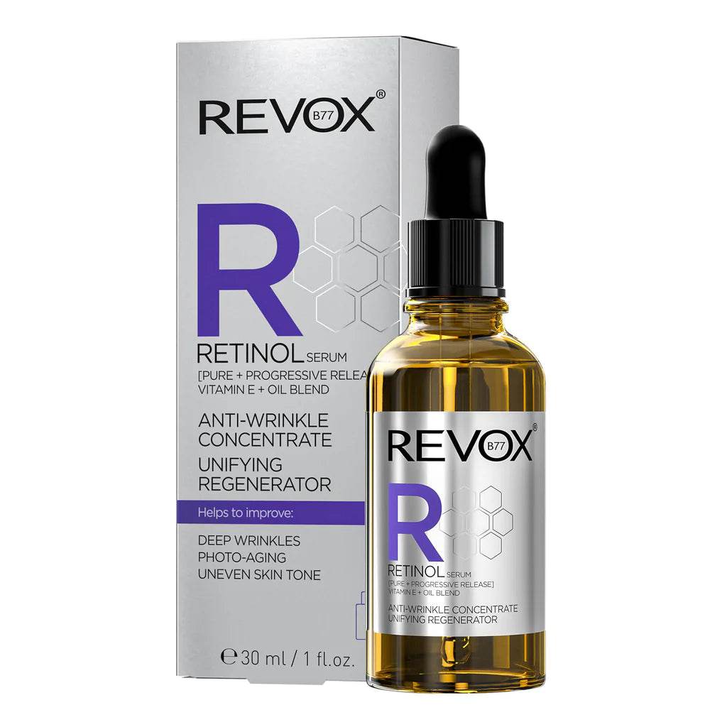 RetinolSerum-Cajaybote_1024x1024_fd2f54e9-d12f-477e-8051-7d299673056f Revox Sérum Unifiant Régénérateur Retinol 30mL – Image 1