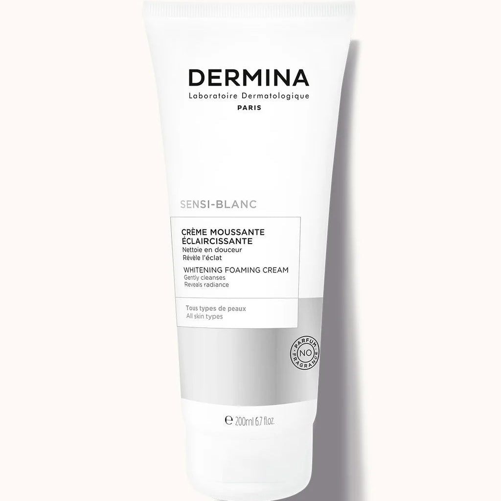 SENSIBLANC-CREMEMOUSSANT-01-nova-para-pharmacie-maroc-prix-livraison_5b8a9e70-7cde-42f3-b826-92929323b6f8 DERMINA Sensi-Blanc Crème Moussante Eclaircissante 200ml Nettoyant Visage Unifiant Sans Savon – Image 1