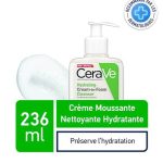 CERAVE Mousse Nettoyante Hydratante 236ml Tensio-Actifs Doux Céramides Acide Hyaluronique Nettoyage Démaquillage Visage Peau Normale Sèche