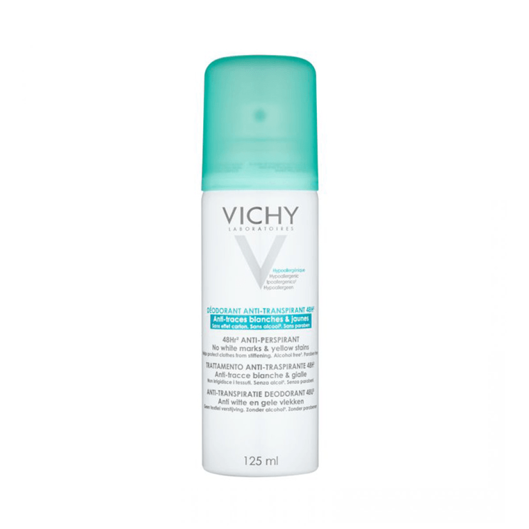 VICHY Déodorant Aérosol Anti-Transpirant 48H Anti-Traces Jaunes et Blanches 125ml