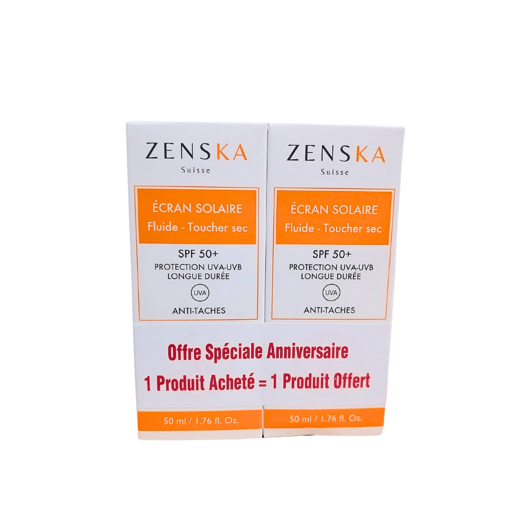 Zenska-ecran-solaire-Fluide-spf50-250ml-pack-1-Nova-para-prix-Maroc Zenska Ecran Solaire Fluide spf50+ 2*50ml PACK – Image 1