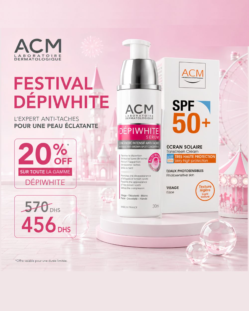 acm_depi_serum_1000_1250-nova-para-pharmacie-maroc-prix-livraison ACM DÉPIWHITE Sérum Concentré Intensif Anti-Taches 30ml Éclaircissant Lumineux Hyperpigmentation + Écran Solaire SPF50+ – Image 1