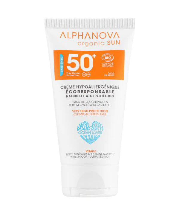 alpha1 Crème solaire certifiée bio hypoallergénique visage SPF 50+ – Image 1