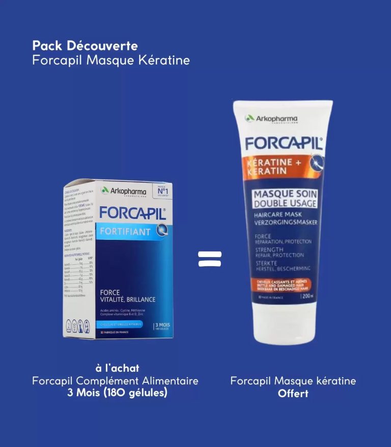 Arkopharma Forcapil Cheveux et Ongles 180 Gélules - Formule Fortifiante + Masque Kératine