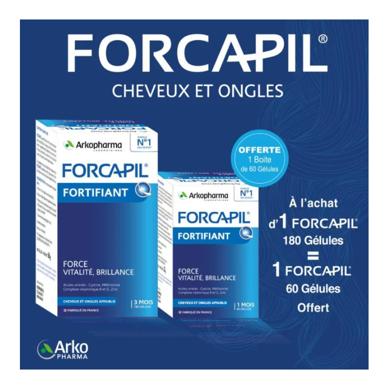 arkopharma-pack-forcapil-cheveux-et-ongles-180-gelules-60-gelules-offertes Forcapil Pack Cheveux et Ongles 180 Gélules + 60 Gélules – Image 1