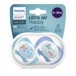Avent Lot de 2 Sucettes Orthodontiques Ultra Air Happy 6-18m Garçon