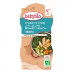 BABYBIO Bol Pomme de Terre Épinard Saumon 2x200g Bio Plat Bébé Dès 8 Mois Alimentation Infantile